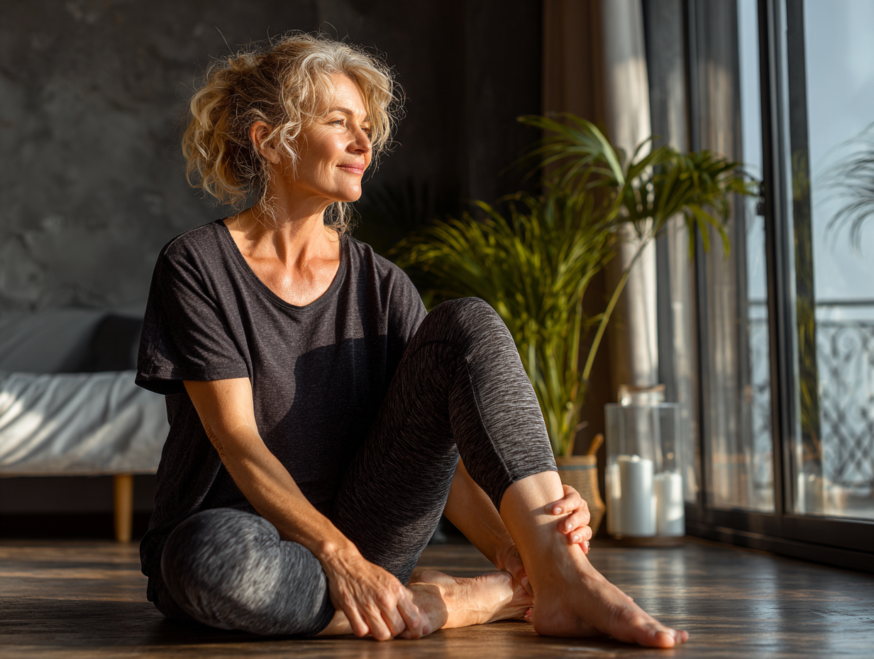 Група людей практикує йогу на природі